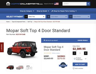 Jeep Wrangler JL 4-Door Soft Top - EOM NEW