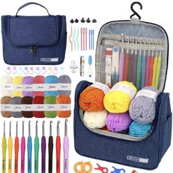 Crochet Kits for Beginners, All in One Crochet Kits with 840 Yards Crochet Yarn, 10 Size Ergonomic Crochet Hooks 2.0mm~6.5mm