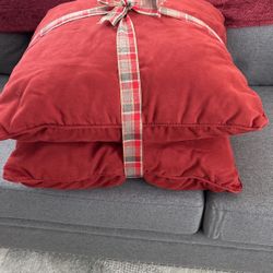 Two Pillows 20”X 20  Brick Red
