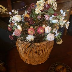 Large, fake flower basket