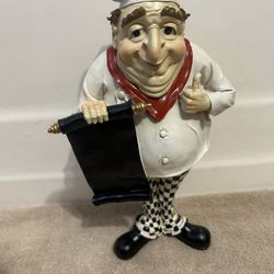 Bistro Chef Kitchen Decoration Statue Made Of Resin Measures: 13 1/2” (L) 6 1/2” (W)