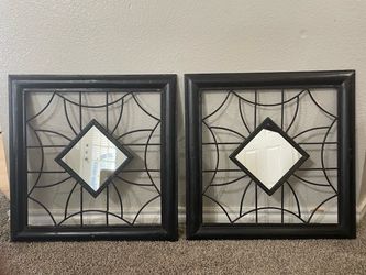 Wall Mirrors - Set of 2 Black Geometric