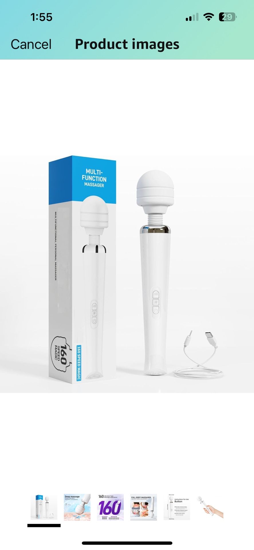 Handheld Cordless & Rechargeable Back Massager - Quiet Waterproof Full Body Massage Device for Muscle Tension, Aches Relief, Sports Recovery and Deep