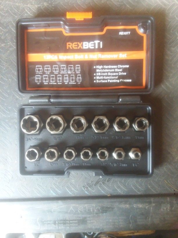REXBETI Impact Bolt & Nut Remover Set
