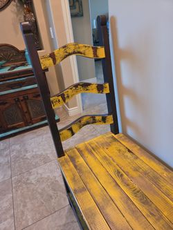 Rustic yellow chair bench