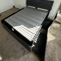 Led Queen Bed frame & Storage 