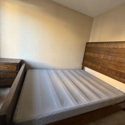 Free Queen Bed Frame With Box Spring And Night Stand 