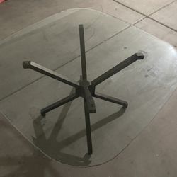 Glass Table with Rolling chairs