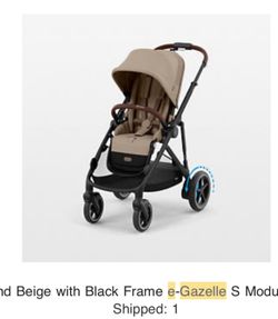 CYBEX Almond Beige with Black Frame e-Gazelle S Modular Baby Stroller