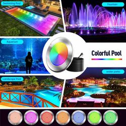 60W 10 Inch Smart LED Pool Lights for Inground Pool with 3 Way (WiFi Bluetooth APP/Remote/Controller), Multicolor Changing Underwater Swimming Pool Li