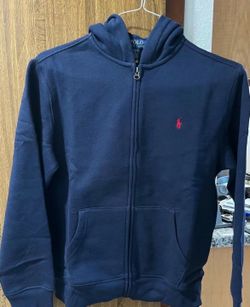 New BOYS L Polo Ralph Lauren Navy Zip-Up Hoodie