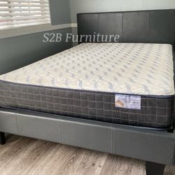 Full Grey Platform Bed With Ortho Mattress!