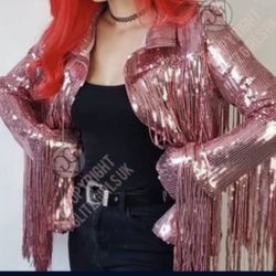 P INK SEQUINS * SPARKLING FRINGE