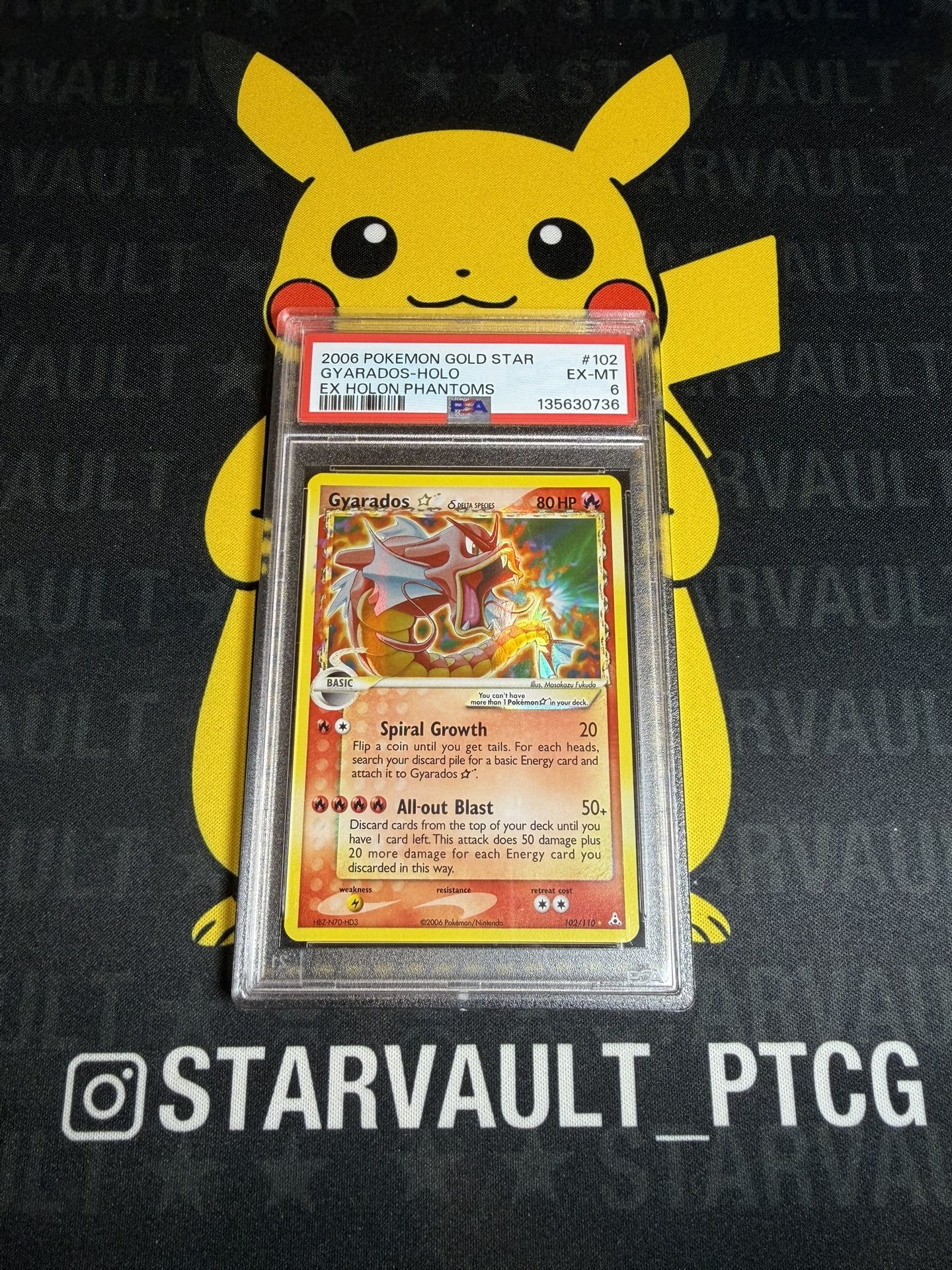 2006 POKEMON EX HOLON PHANTOMS GOLD STAR #102 GYARADOS-HOLO PSA 6