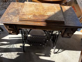 Antique Treadle Sewing Machine Cabinet Table