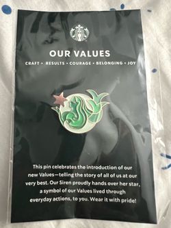 Starbucks "Our Values" Siren Star Enamel Pin Collectible
