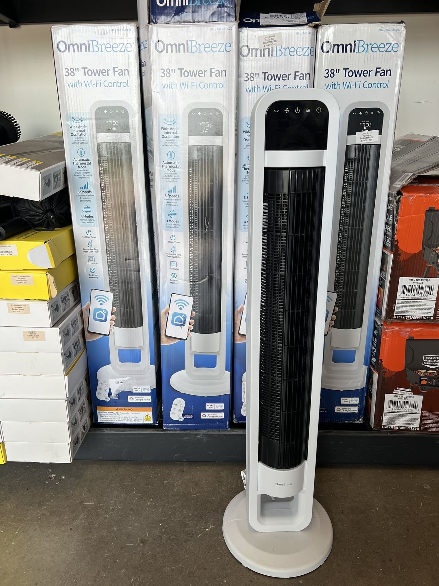 OmniBreeze Tower Fan with Internal Oscillation and Wi-Fi