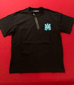 Amiri black & blue tee shirt blue rhinestone