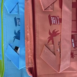 Trader Joes Mini Insulated Bags. Peach And Blue 