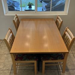 Table And 4 Chairs 55” L X 36” W X 28.5” H