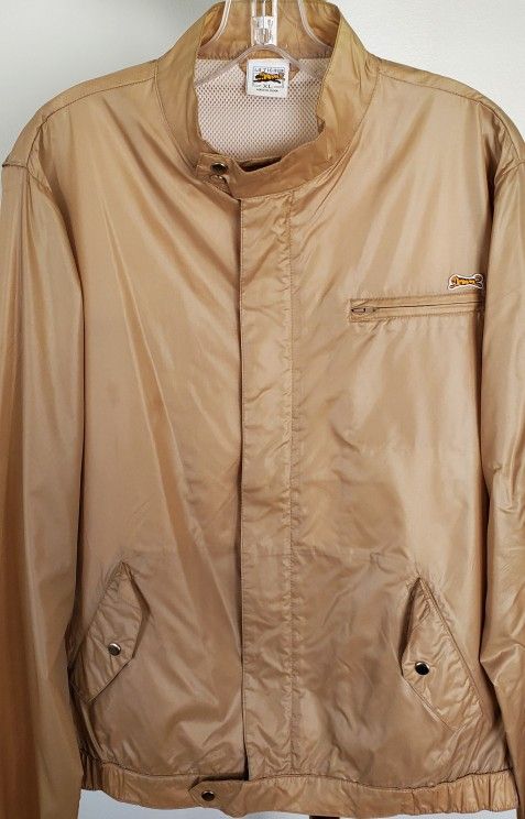 Le Tigre Windbreaker Track Jacket Mens Sz.Medium/L (XL tag) Beige Brown