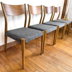 West Elm Dining Chairs Set of 4 Charcoal Upholstered Wood Frame Restored 