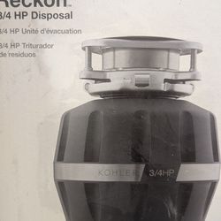 Kohler disposal 3/4 new in