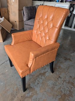 New Out The Box! 🧡 Faux Leather Comfy Accent Chair
