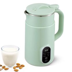 Automatic Almond Milk Machine for Homemade Plant-Based Milk, Oat, Soy, normal, Green