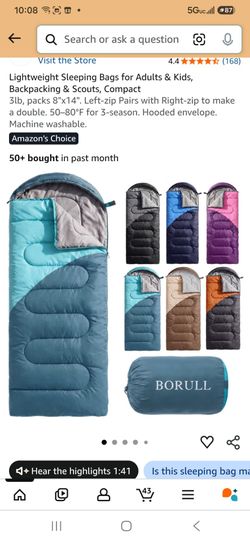 Lightweight Sleeping Bags for Adults & Kids, Backpacking & Scouts, Compact
3lb, packs 8"x14". Left-zip Pairs with Right-zip to make a double. 50–80°F 