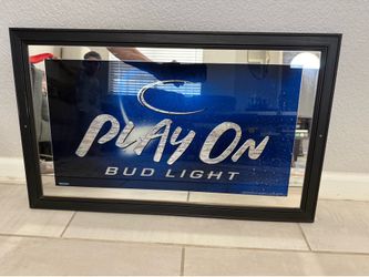 Vintage Bud Light ‘Play On’ 18”x30” Bar Sign Mirror