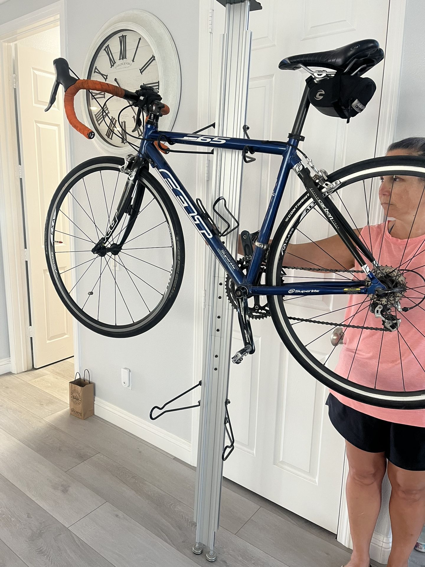 Silver 2-Bike Upright Tension Mount Garage Bike Rack (bike not included)