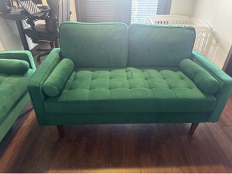 2 green velvet wayfair couches