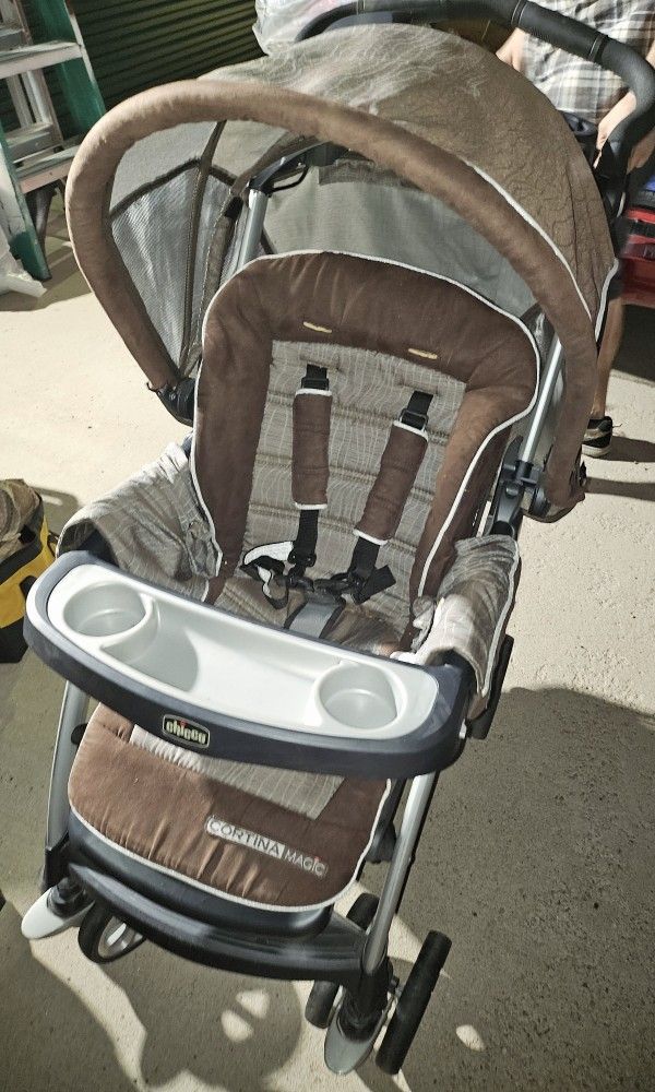 Chicco Cortina Magic Stroller for Baby Toddler , Brown, All Wheel Suspension, Reversible Canopy SunShade Etc