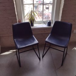 Navy Blue and Black Walker Edison Dining Chairs