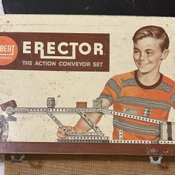 circa 1950’s Gilbert Action conveyer Erector Set loaded with parts in original case 