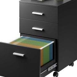 3 Drawer Wood Mobile File Cabinet,