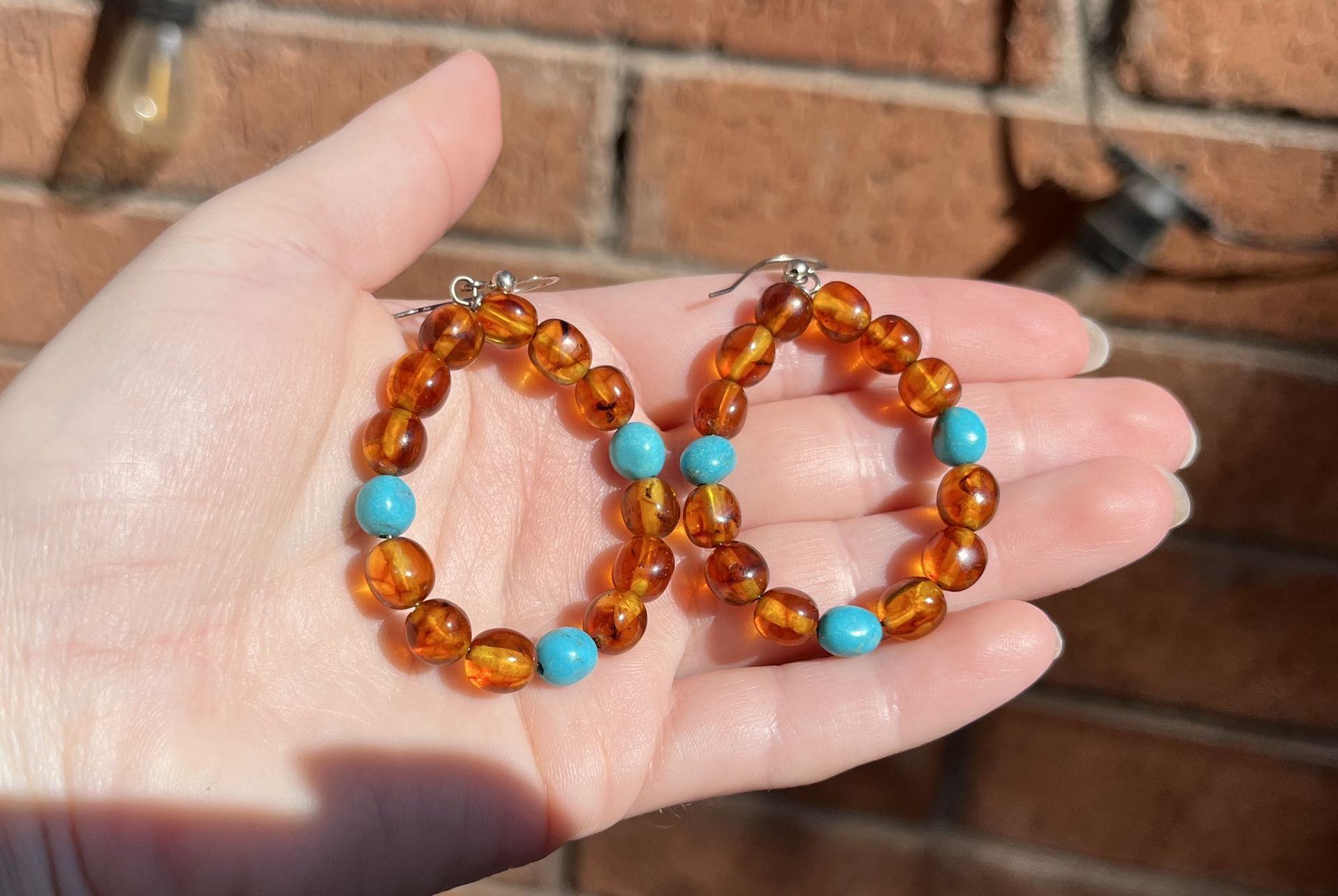 Amber and Turquoise Earrings