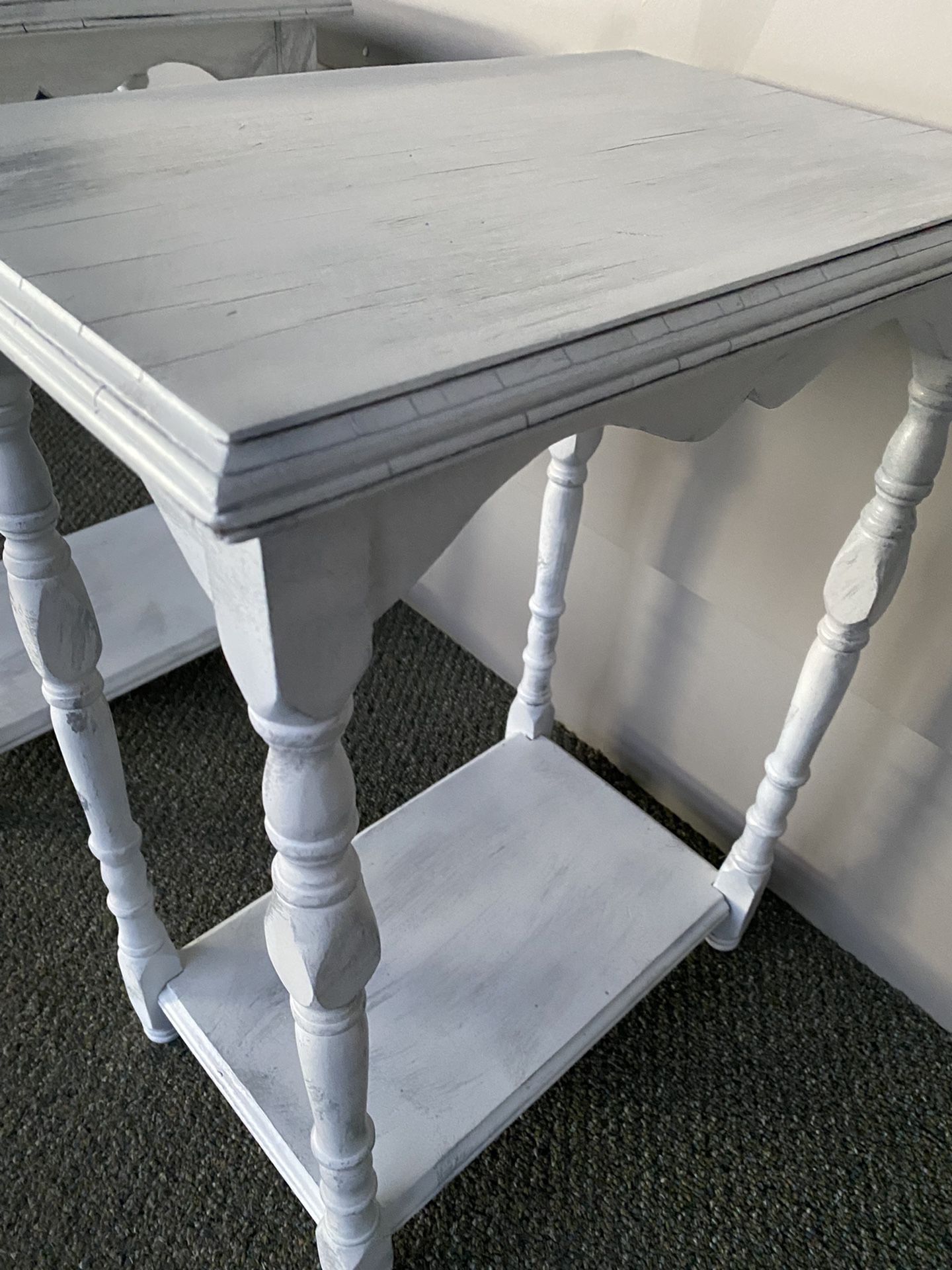 Whitel With Silver Satin Finish End Tables 