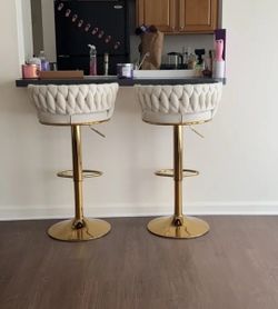 Brand New White Velvet Bar Stools