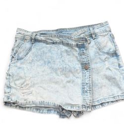 No Boundaries White Wash Blue Denim Jean Skort Juniors Size 9