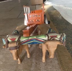 Vintage old handcrafted wooden oxen cart