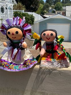 Mexican Folk Art Rag Dolls Set of 2