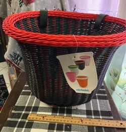 Colorbasket Adult Front Handlebar Bicycle Basket - Bike All Weather, Black & Red