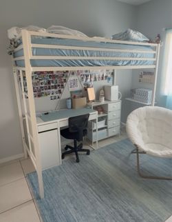White Metal Loft Bed – Excellent Condition