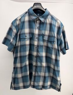 Kuhls men’s blue plaid button down shirt XL