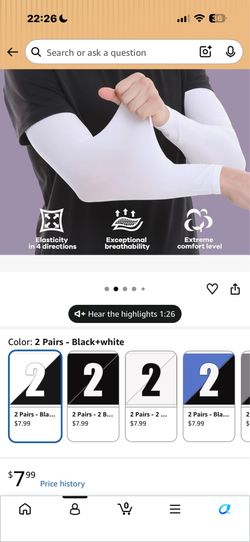 Arm Sleeves, Cooling UV Sun Protection Sports Compression for Men/Women