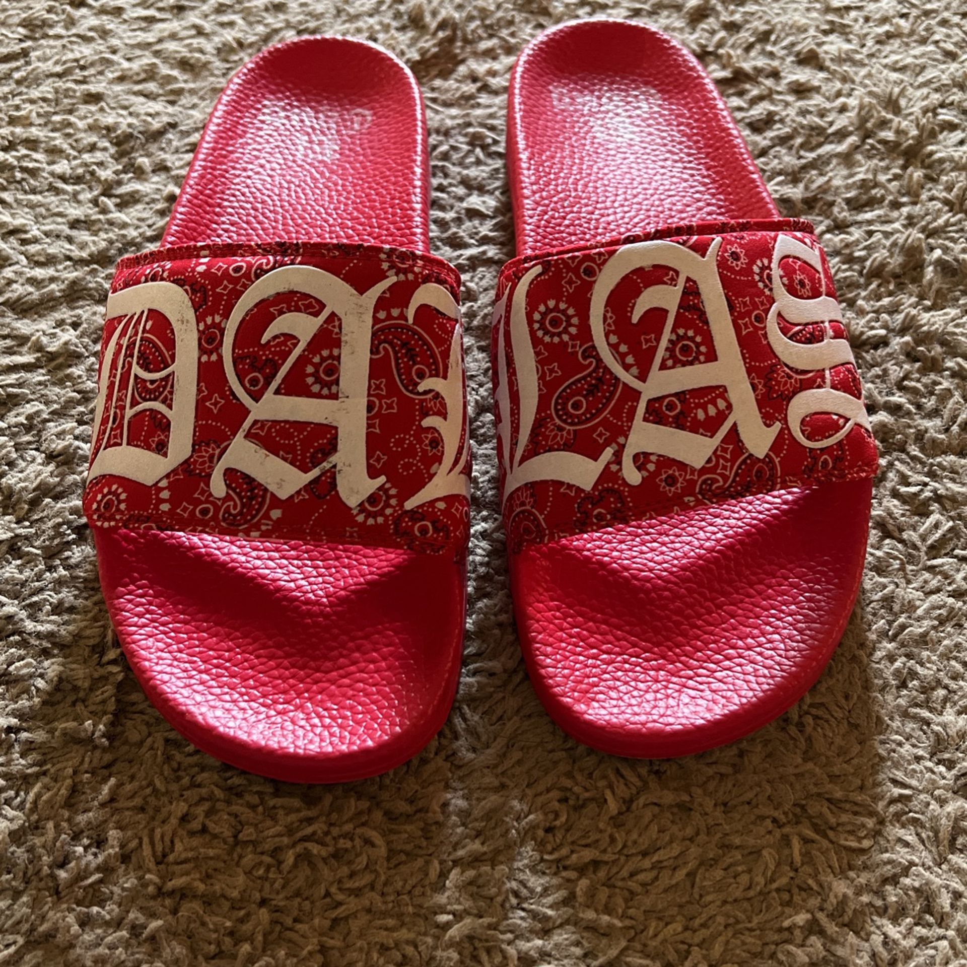 EL CHUY RED BANDANA DALLAS SLIDES / Sandals Size 10