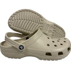 Size 10 Crocs Classic Clog “BONE” Cream Tan Slip On Comfort Shoe