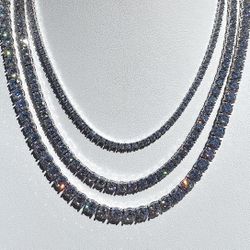 Tennis Chain VVS on 925 Silver Mens Necklace